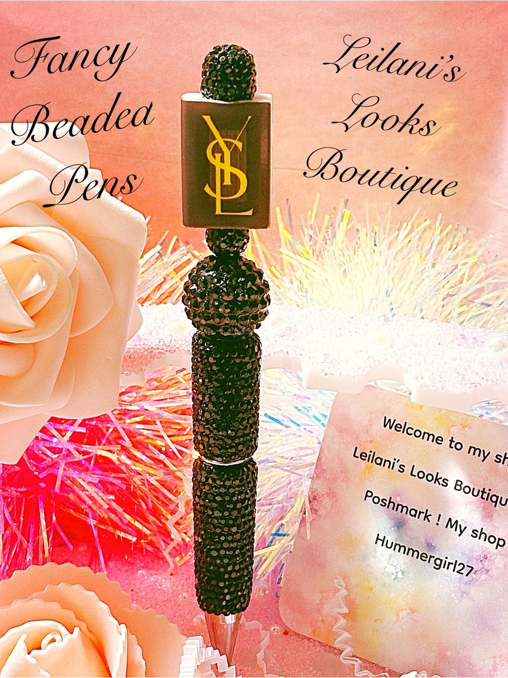 Fancy beaded Pen/gifts/black beads/ black book/